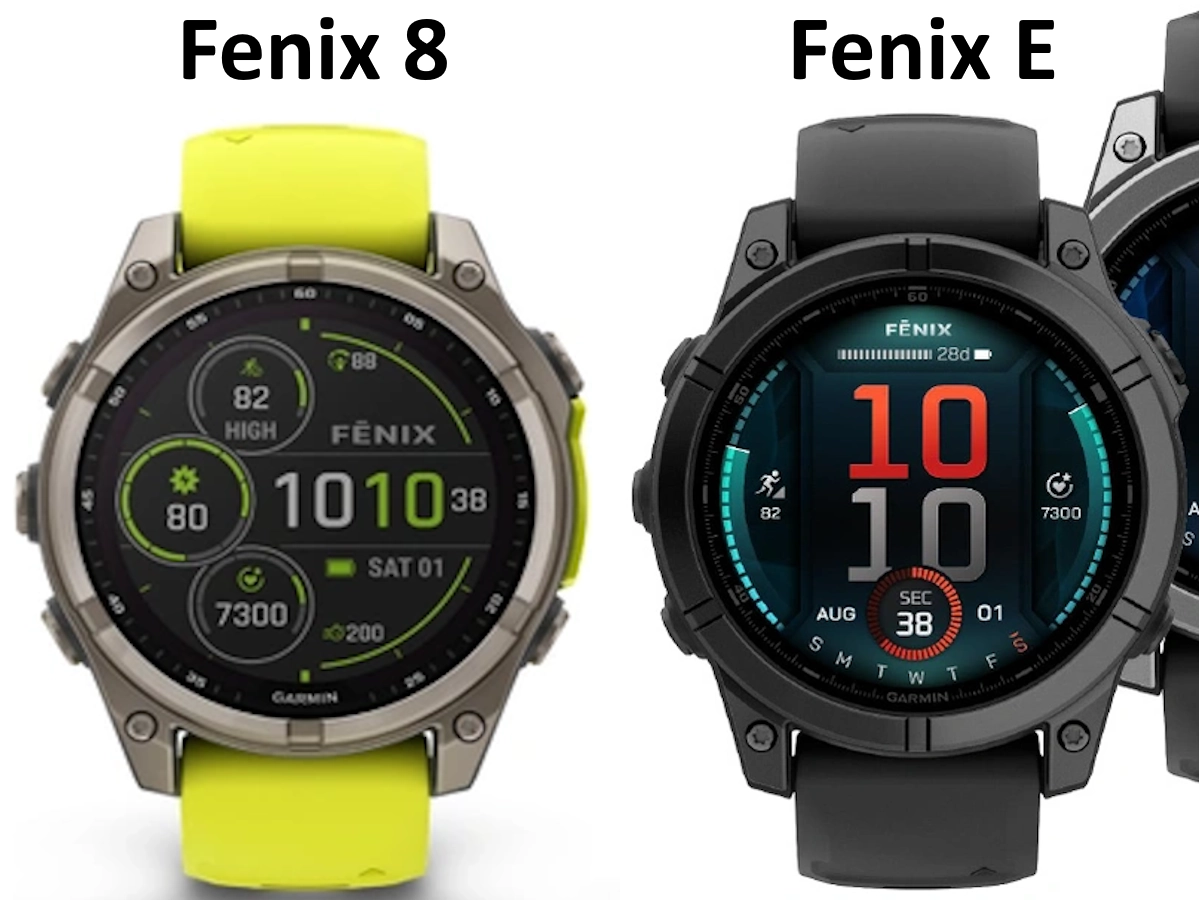 de Garmin Fenix 8 en Fenix E naast elkaar